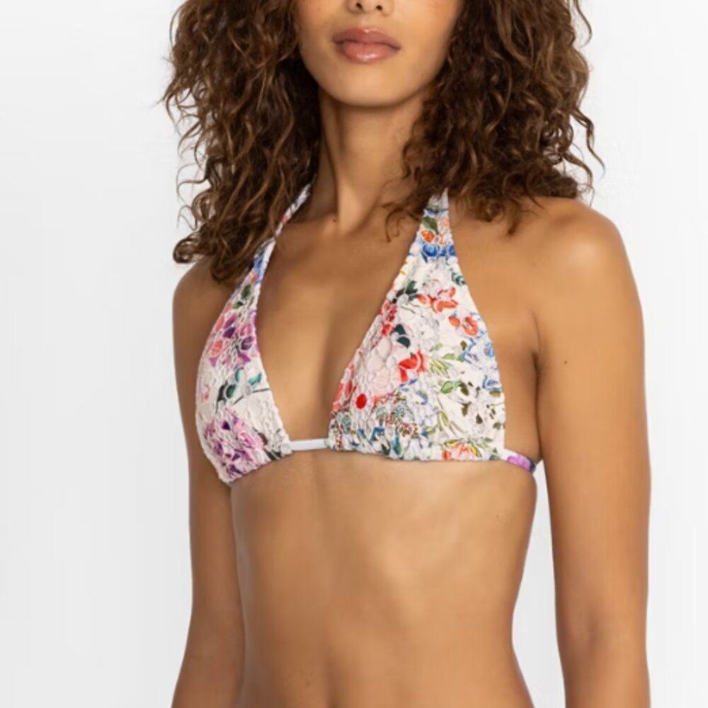 Johnny Was Neon Jungle Eyelet String Bikini Top Size XXL